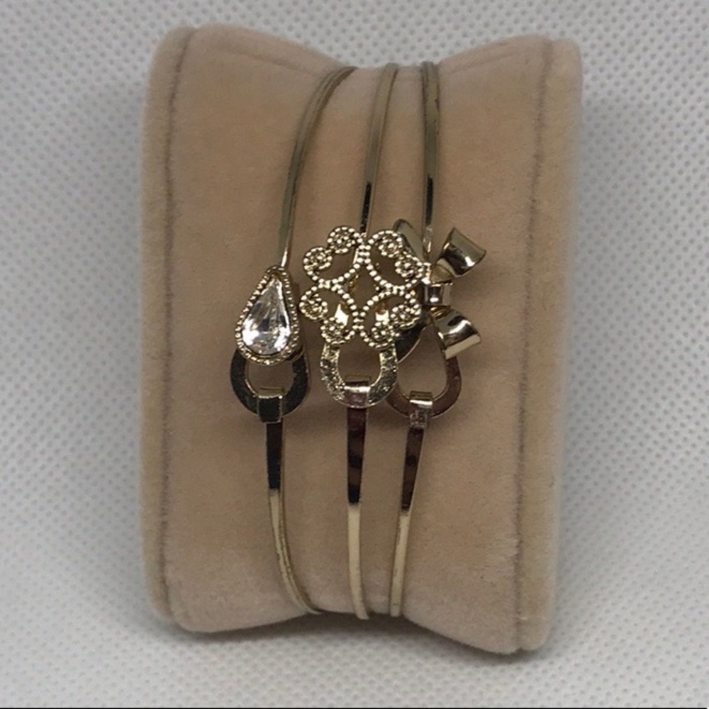 LC Lauren Conrad Bow, Crystal & Scroll Bangle Trio